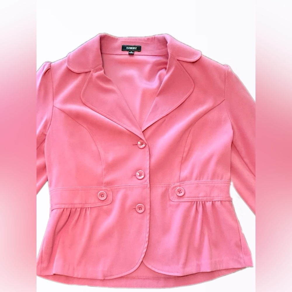 Elementz Pink Blazer or Shacket Classic Collar Fitted Silhouette Size Medium - Picture 2 of 6